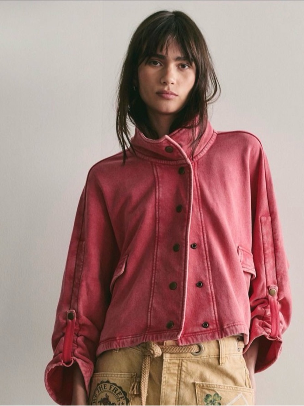 Free People We The Free Tally Sweatshirt Cardi. NWT. Flame red